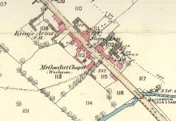 1st edition Ordnance Survey map showing the Swan